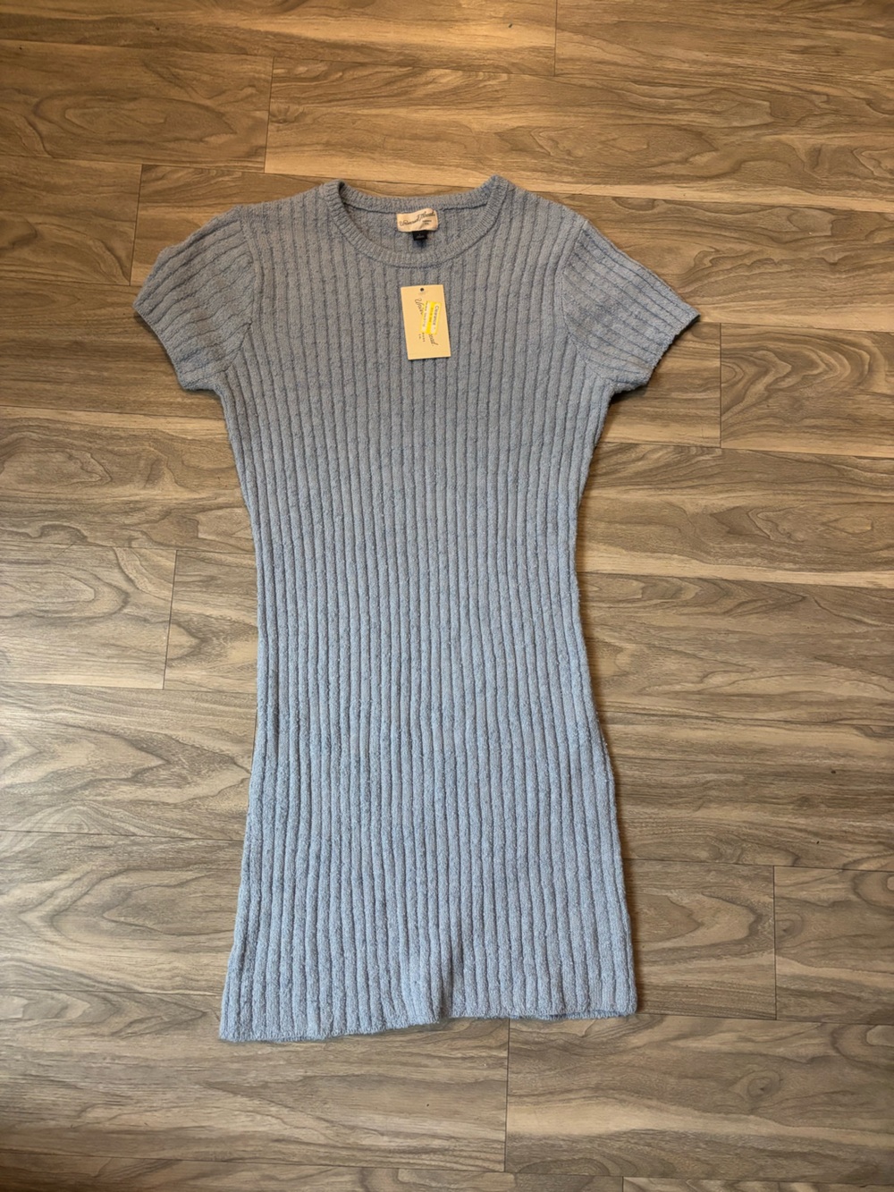 Universal Thread Light Blue Ribbed Short-Sleeve Knit Dress